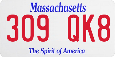 MA license plate 309QK8