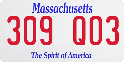 MA license plate 309QO3