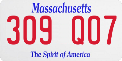 MA license plate 309QO7