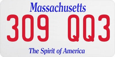 MA license plate 309QQ3