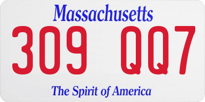 MA license plate 309QQ7