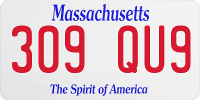 MA license plate 309QU9