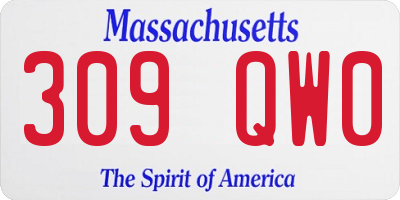 MA license plate 309QW0