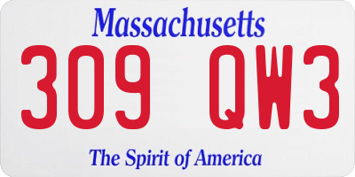 MA license plate 309QW3