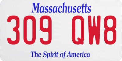 MA license plate 309QW8