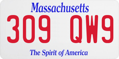 MA license plate 309QW9