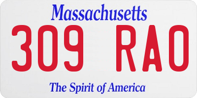 MA license plate 309RA0