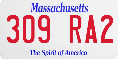 MA license plate 309RA2