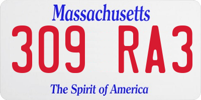 MA license plate 309RA3