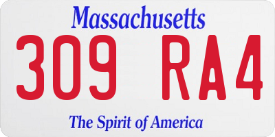 MA license plate 309RA4