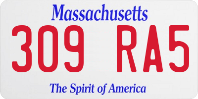 MA license plate 309RA5