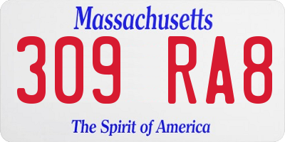 MA license plate 309RA8