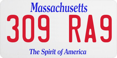 MA license plate 309RA9