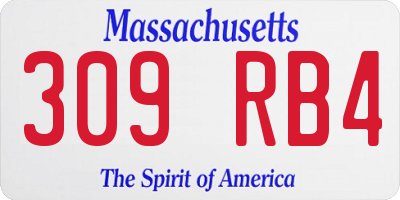 MA license plate 309RB4