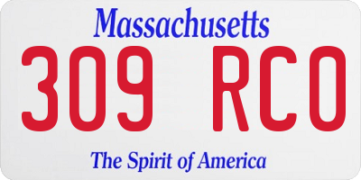 MA license plate 309RC0
