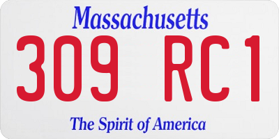 MA license plate 309RC1