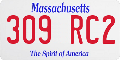 MA license plate 309RC2