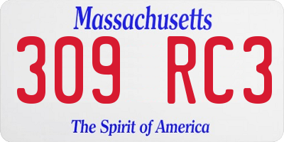 MA license plate 309RC3