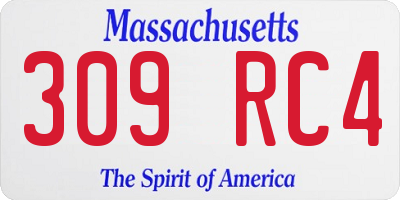 MA license plate 309RC4