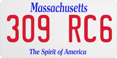 MA license plate 309RC6