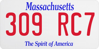MA license plate 309RC7