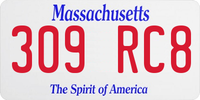 MA license plate 309RC8