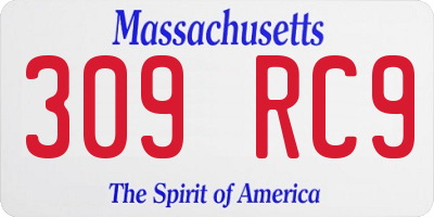 MA license plate 309RC9