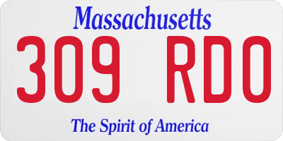 MA license plate 309RD0