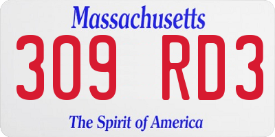 MA license plate 309RD3