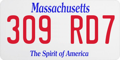 MA license plate 309RD7