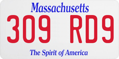 MA license plate 309RD9