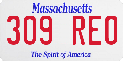MA license plate 309RE0
