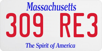 MA license plate 309RE3