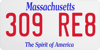 MA license plate 309RE8