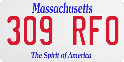 MA license plate 309RF0