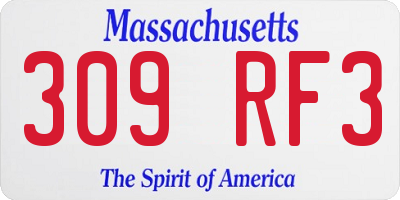 MA license plate 309RF3