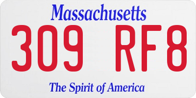 MA license plate 309RF8