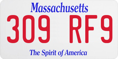 MA license plate 309RF9