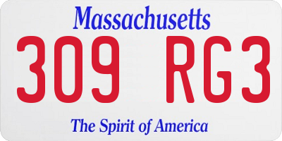 MA license plate 309RG3