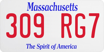 MA license plate 309RG7