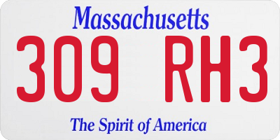 MA license plate 309RH3