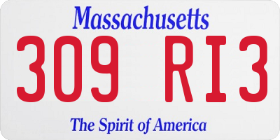 MA license plate 309RI3