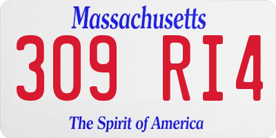 MA license plate 309RI4