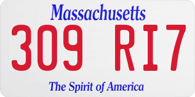 MA license plate 309RI7