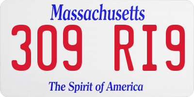 MA license plate 309RI9