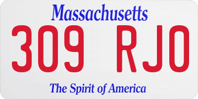 MA license plate 309RJ0