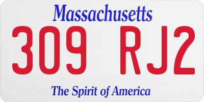 MA license plate 309RJ2