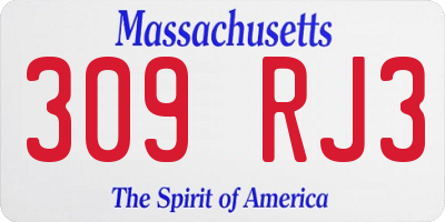 MA license plate 309RJ3