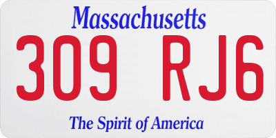 MA license plate 309RJ6