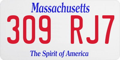 MA license plate 309RJ7